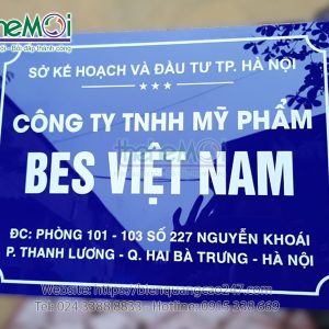 Biển công ty mica xanh tím dán đề can 01f