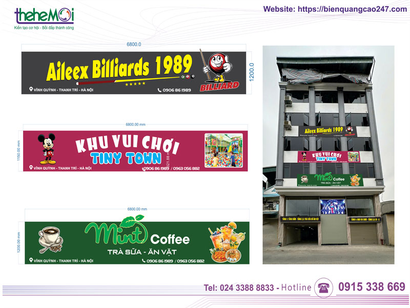 Thiết kế Biển mặt tiền quán Billiards